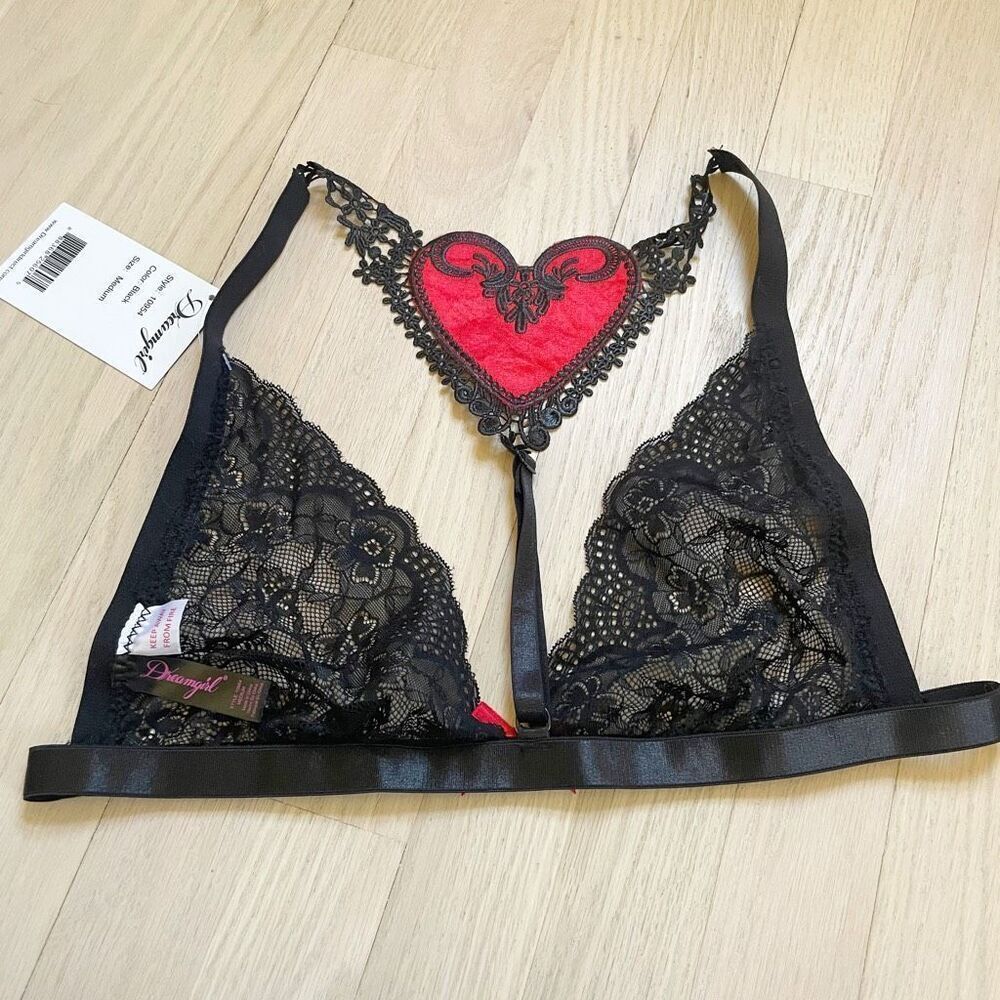 BUY 1 GET 1 FREE Dream Girl Medium lace lingerie black red heart